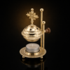02_Raeucherstoefchen_mit_Deckel_2000x2000 Weihrauchbrenner Messing Goldfarben – Räucherstövchen ohne Kohle mit Teelicht, inkl. Sieb & Kreuz – Ideal für Weihrauch, Harze & Kräuter