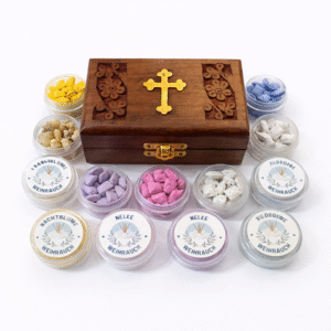 Griechischer Kloster Weihrauch 9 Sorten Set in Holzbox mit Kreuzgravur