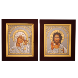 misticSparks Ikonen Set 2er – Maria mit Kind & Jesus Christus Pantokrator, 13 x 15 cm