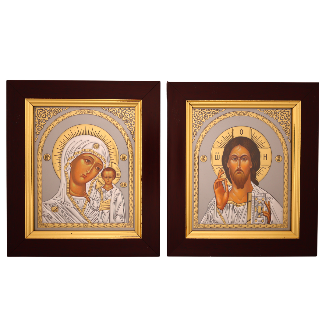 misticSparks Ikonen Set 2er – Maria mit Kind & Jesus Christus Pantokrator, 13 x 15 cm