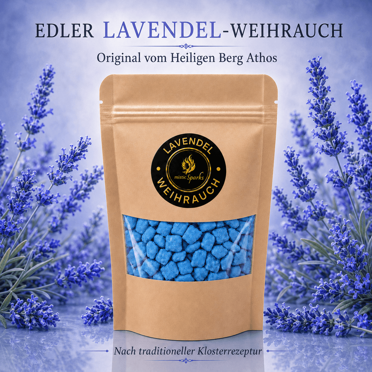 Athos Weihrauch Lavendel naturrein handgemacht Kloster Griechenland 50g Beutel