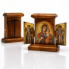 misticSparks Holz Ikone Triptychon (6) Holz Ikone Triptychon klappbar mit Maria mit Kind, Erzengel Michael und Gabriel, 12 x 12 cm