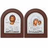 Byzantinische Ikonen 2er Set Maria mit Kind und Jesus Christus, Metallrelief auf Holz, 12 x 14 cm Byzantinische Ikonen 2er Set Maria mit Kind und Jesus Christus, Metallrelief auf Holz, 12 x 14 cm