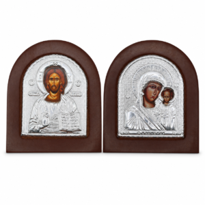 Byzantinische Ikonen 2er Set mit Maria mit Kind und Jesus Christus 12x14 cm