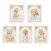 Marienikonen 5er-Set Maria mit Kind, gerahmte Mini-Ikonen 60 x 50 mm zum Aufstellen oder Aufhängen