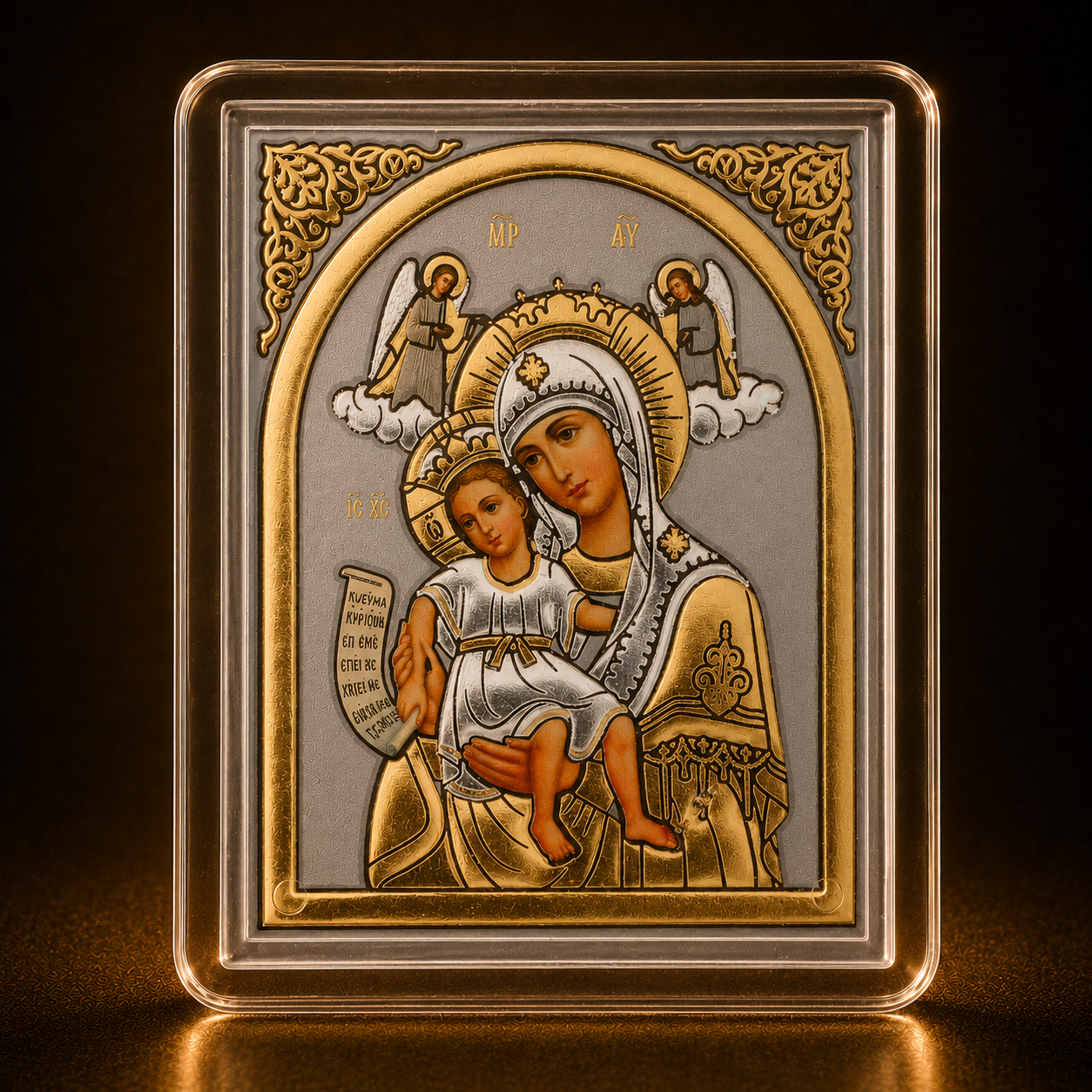 Marienikonen 5er-Set Maria mit Kind, gerahmte Mini-Ikonen 60 x 50 mm zum Aufstellen oder Aufhängen