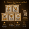 Marienikonen 5er-Set Maria mit Kind, gerahmte Mini-Ikonen 60 x 50 mm zum Aufstellen oder Aufhängen