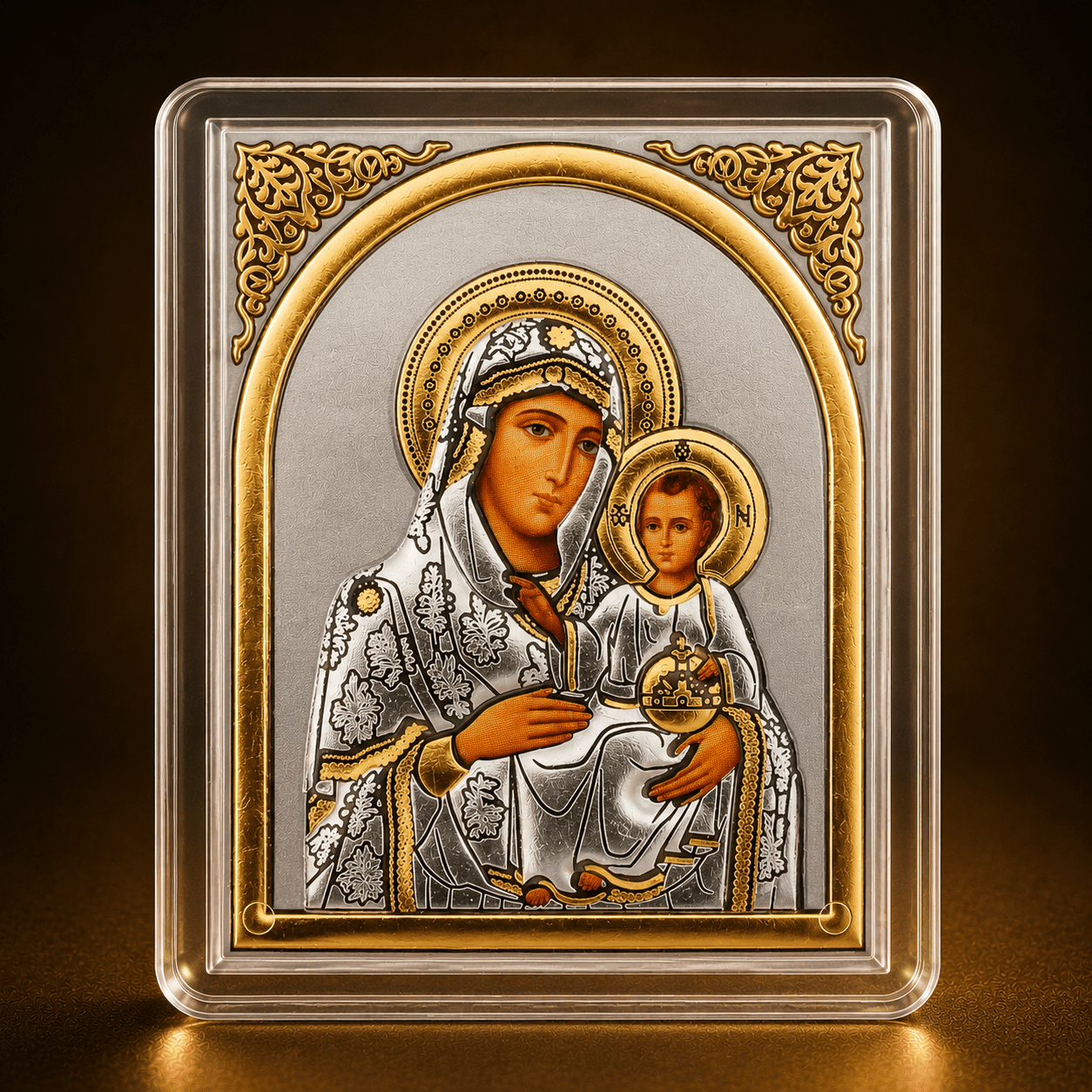 Marienikonen 5er-Set Maria mit Kind, gerahmte Mini-Ikonen 60 x 50 mm zum Aufstellen oder Aufhängen
