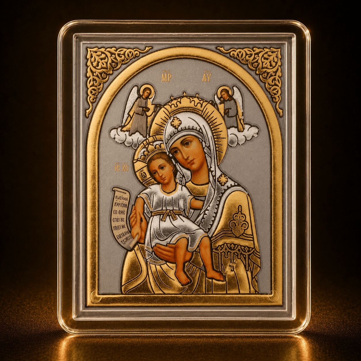 Marienikonen 5er-Set Maria mit Kind, gerahmte Mini-Ikonen 60 x 50 mm zum Aufstellen oder Aufhängen