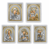 Marienikonen 5er-Set Maria mit Kind, gerahmte Mini-Ikonen 60 x 50 mm zum Aufstellen oder Aufhängen