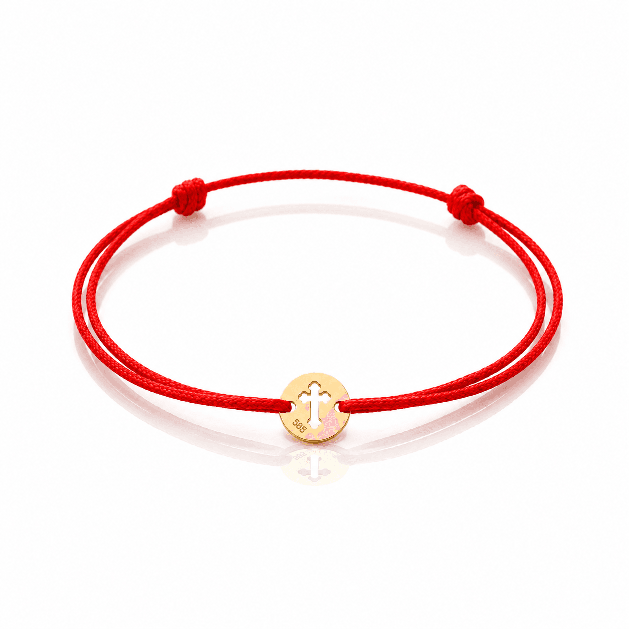 Taufarmband Gold 585 Kreuz rotes Band Baby verstellbar Taufgeschenk