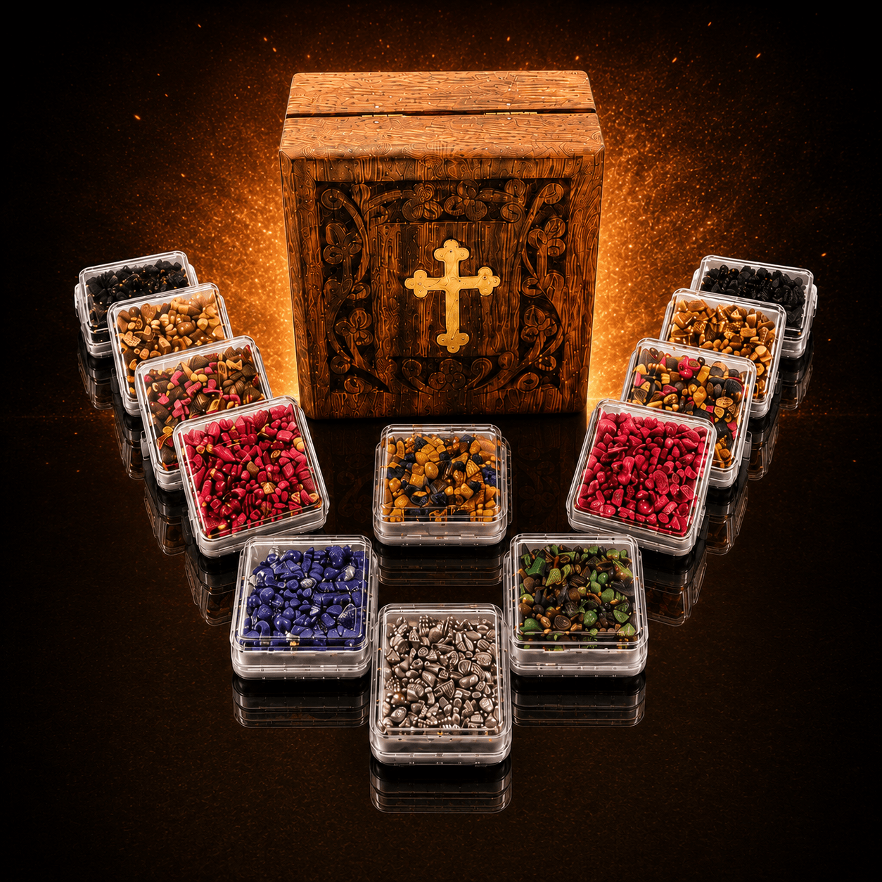 Weihrauch Geschenkset 12 Sorten Kirchenweihrauch Holzbox mit Kreuzgravur