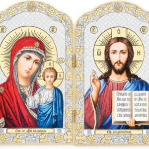 Ikonen-Diptychon Holz – Kasan & Pantokrator, 20 × 13 cm