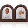 Byzantinisches Ikonen-Set aus Holz – Christus und Gottesmutter Byzantinisches Ikonen-Set aus Holz – Jesus Christus und Gottesmutter von Kasan, 12 × 14 cm