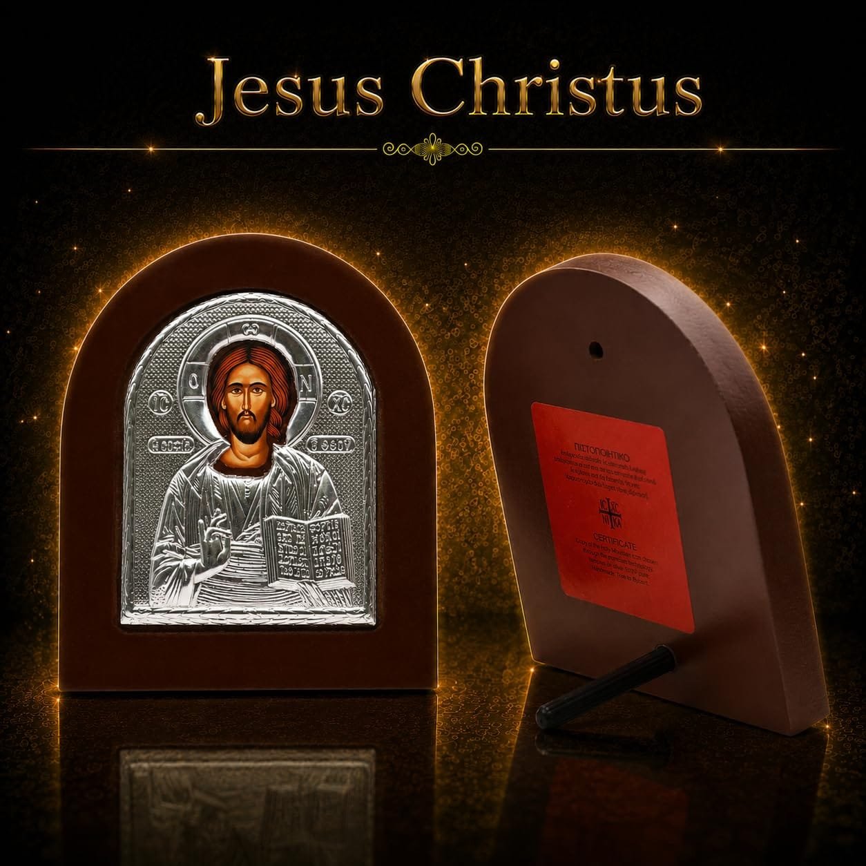 Byzantinisches Ikonen-Set aus Holz – Detailaufnahme 2 Byzantinisches Ikonen-Set aus Holz – Jesus Christus und Gottesmutter von Kasan, Detailaufnahme