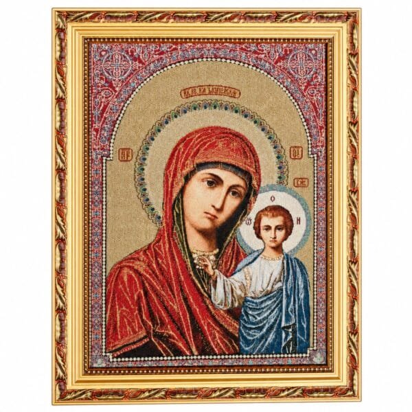 Gewebte Ikone Gottesmutter von Kasan, 35 × 45 cm von misticSparks