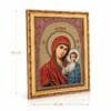 Gewebte Ikone Gottesmutter von Kasan, 35 × 45 cm – Detailaufnahme