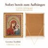 Gewebte Ikone Gottesmutter von Kasan, 35 × 45 cm – Detailaufnahme