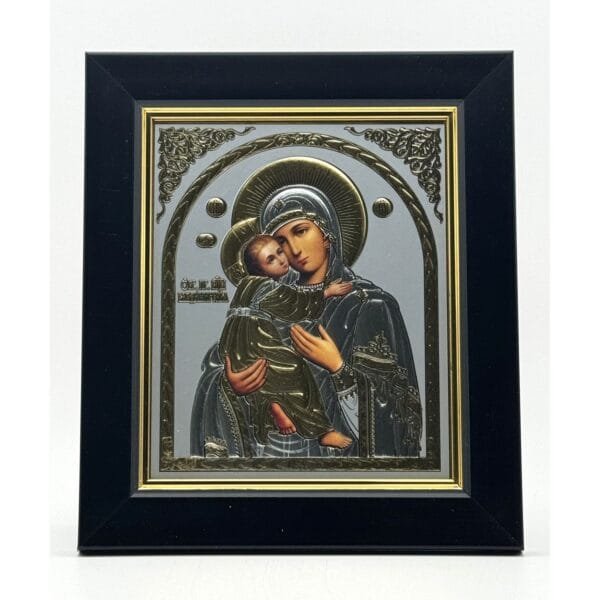 Startseite 13 Ikone Gottesmutter von Wladimir, Silber-Gold-Relief im schwarzen Rahmen, von misticSparks