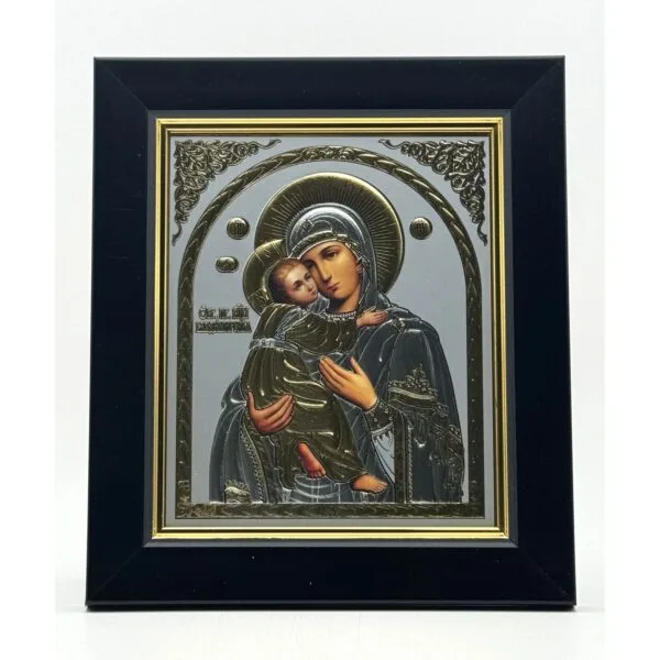 Startseite 14 Ikone Gottesmutter von Wladimir, Silber-Gold-Relief im schwarzen Rahmen, von misticSparks
