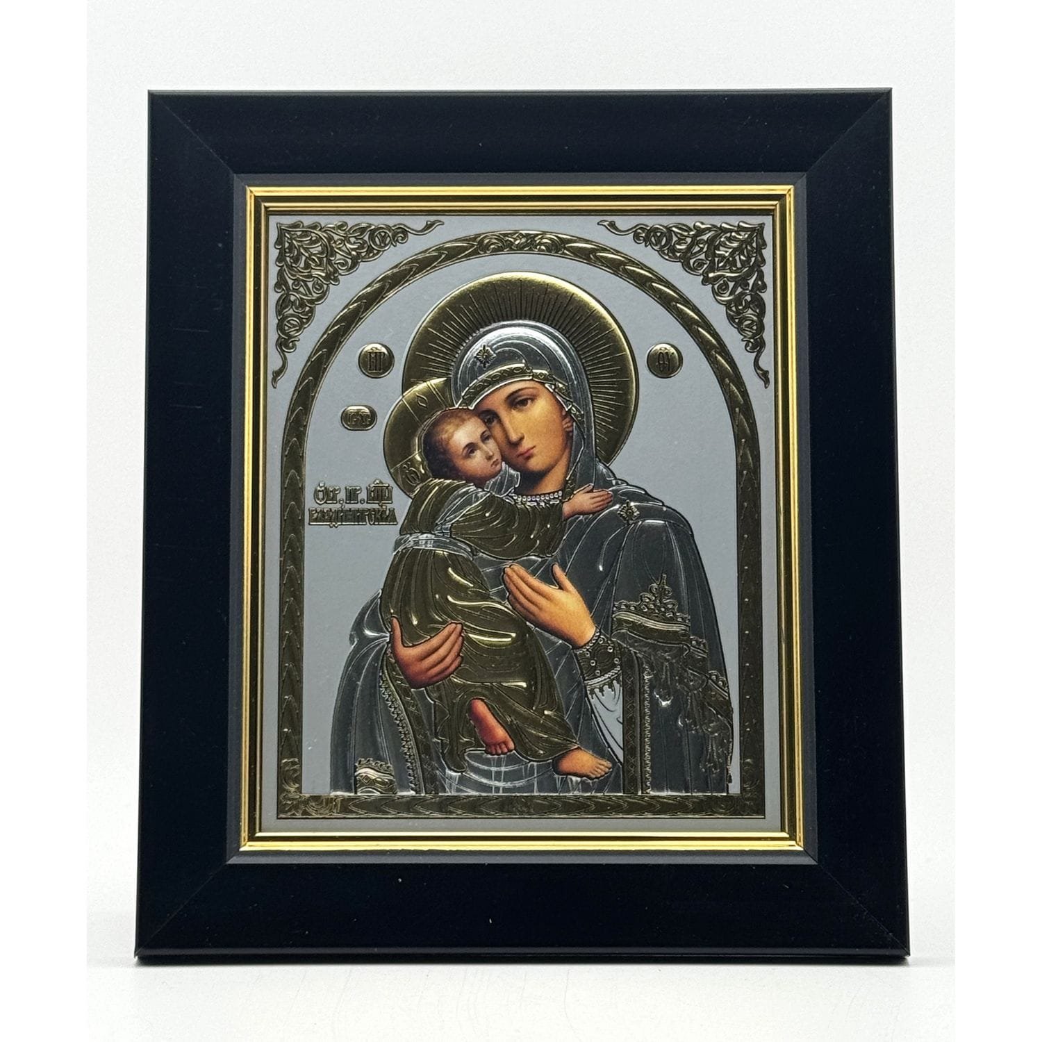 ikone-gottesmutter-wladimir-silber-gold-01 Ikone Gottesmutter von Wladimir, Silber-Gold-Relief im schwarzen Rahmen, von misticSparks