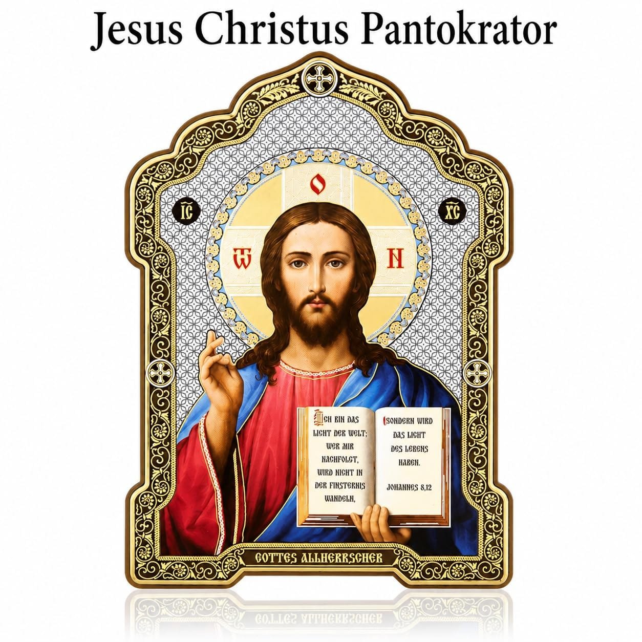 Ikonen-Diptychon aus Holz – Kasan & Pantokrator, 13 × 18 cm – Detailaufnahme