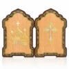 Ikonen-Diptychon aus Holz – Kasan & Pantokrator, 13 × 18 cm – Detailaufnahme