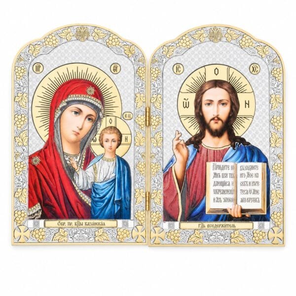 Ikonen-Diptychon aus Holz – Kasan & Pantokrator, 20 × 13 cm von misticSparks