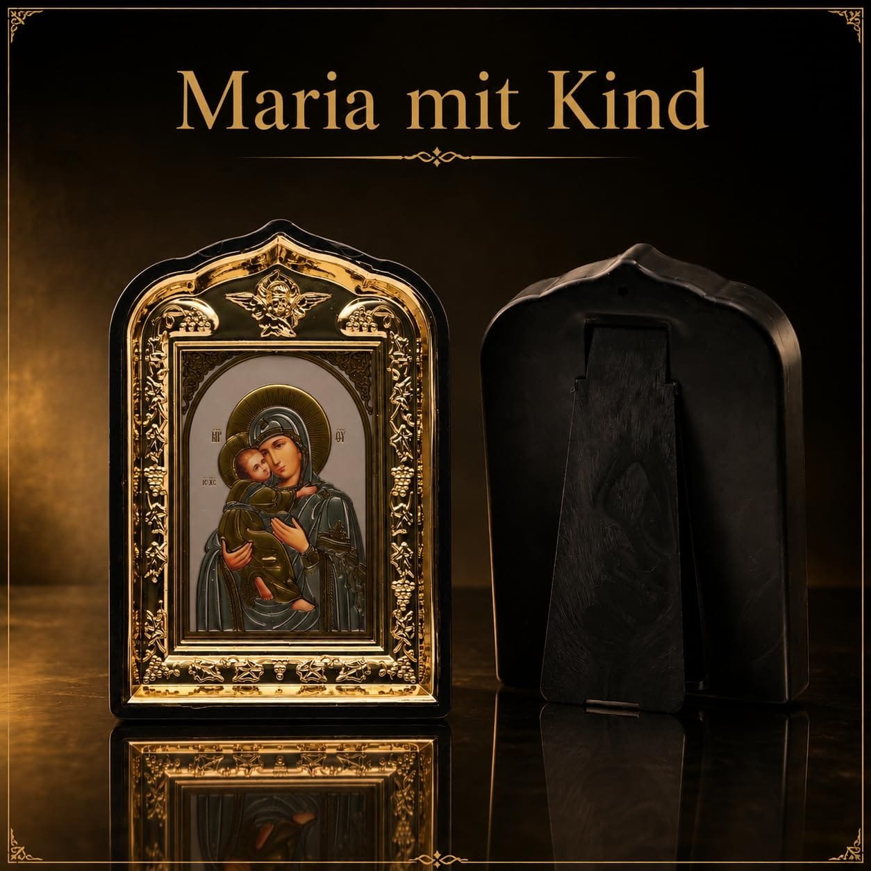 Ikonen-Set 2er – Maria mit Kind & Jesus Christus – Detailaufnahme