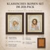 Ikonen-Set 2er – Maria mit Kind & Christus Pantokrator – Detailaufnahme