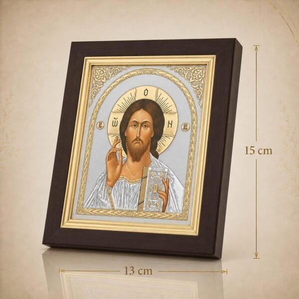 Ikonen-Set 2er – Maria mit Kind & Christus Pantokrator – Detailaufnahme