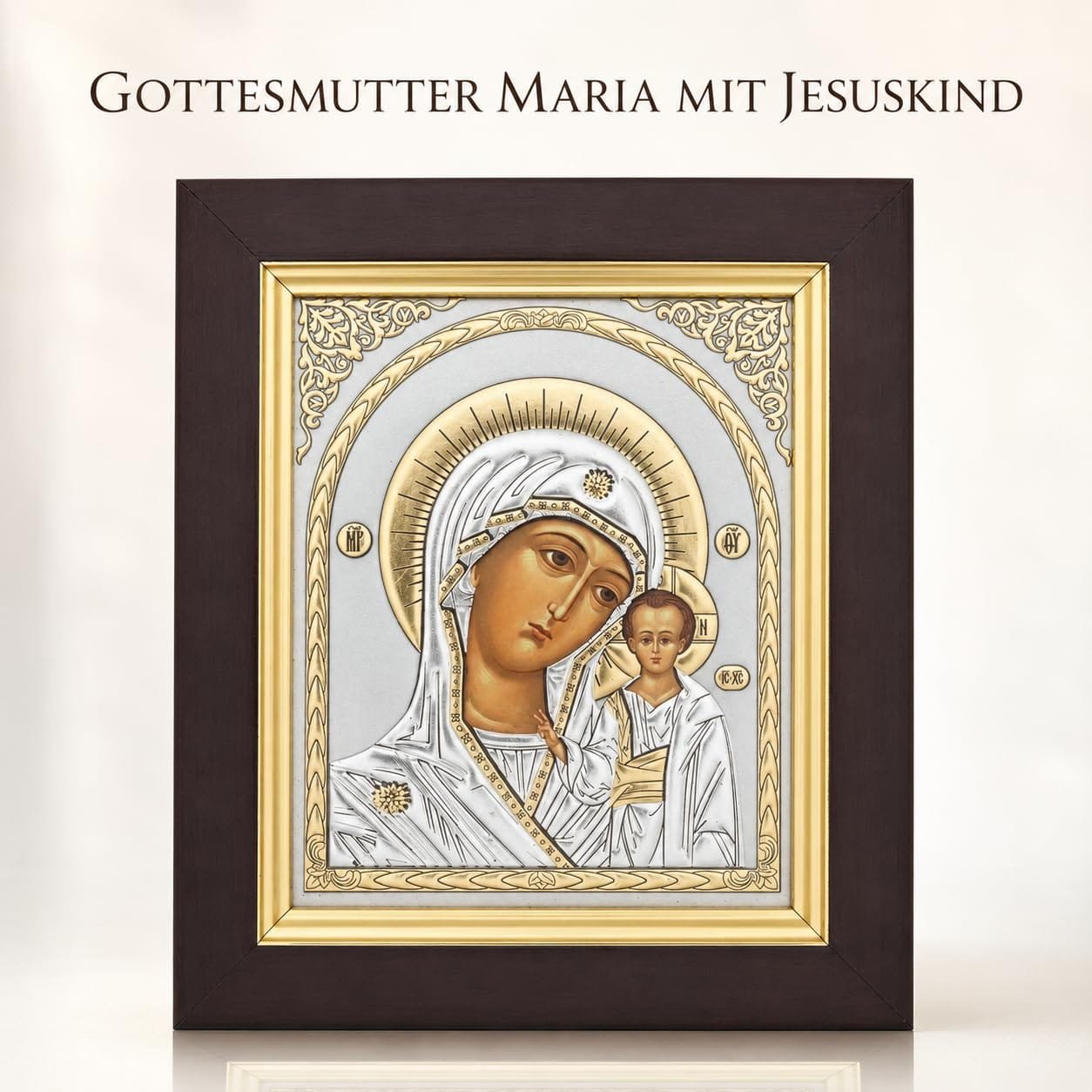 Ikonen-Set 2er – Maria mit Kind & Christus Pantokrator – Detailaufnahme
