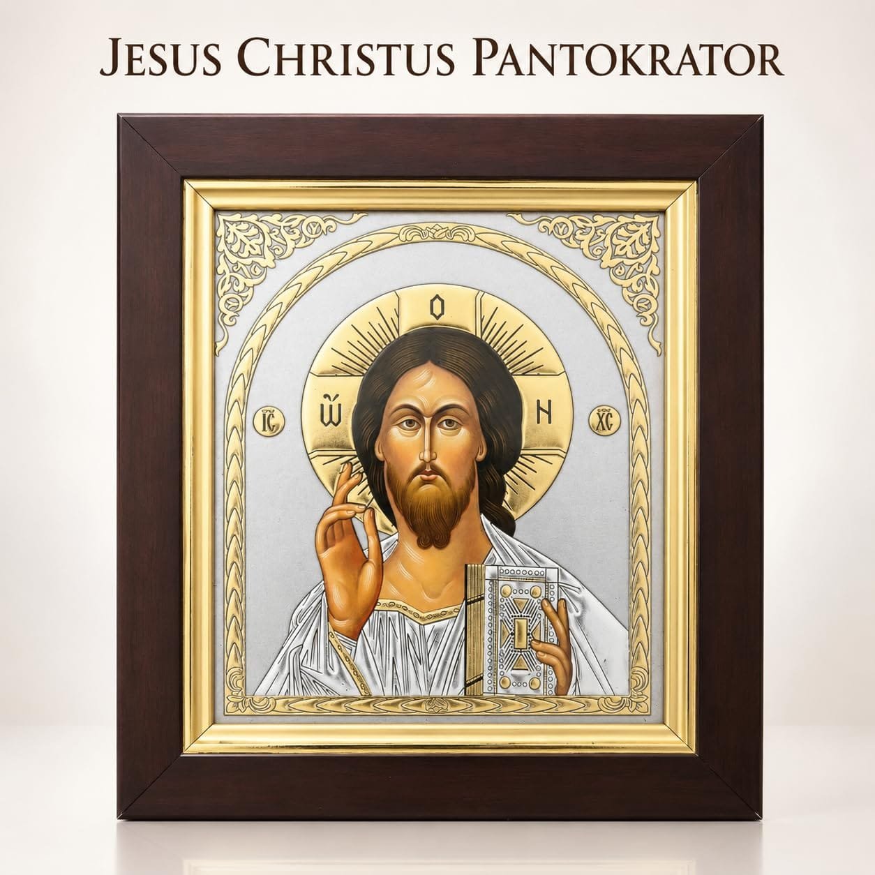 Ikonen-Set 2er – Maria mit Kind & Christus Pantokrator – Detailaufnahme