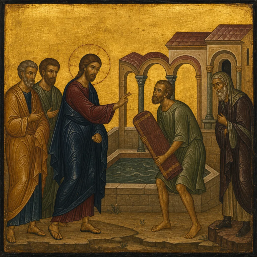 Christus heilt am Sabbat den Gelähmten am Teich Betesda