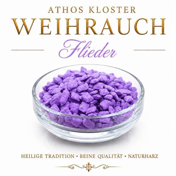 Griechischer Kirchenweihrauch Flieder in einer Glasschale