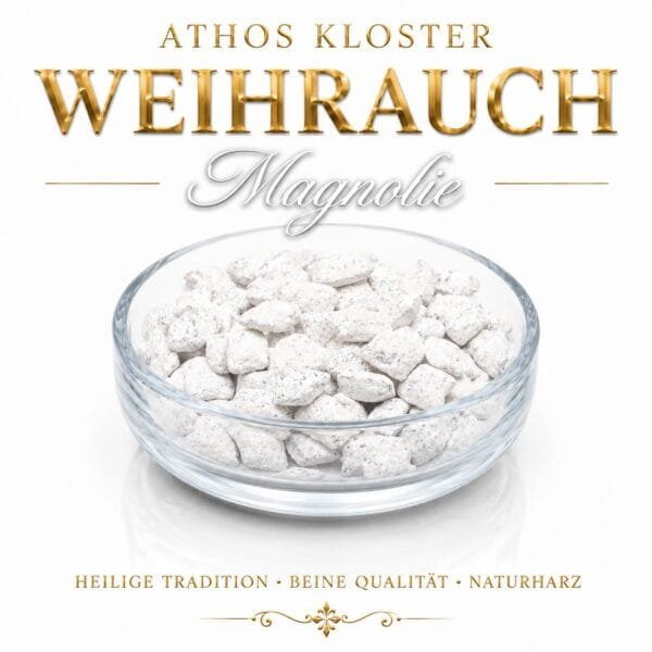 Griechischer Kirchenweihrauch Magnolie in einer Glasschale