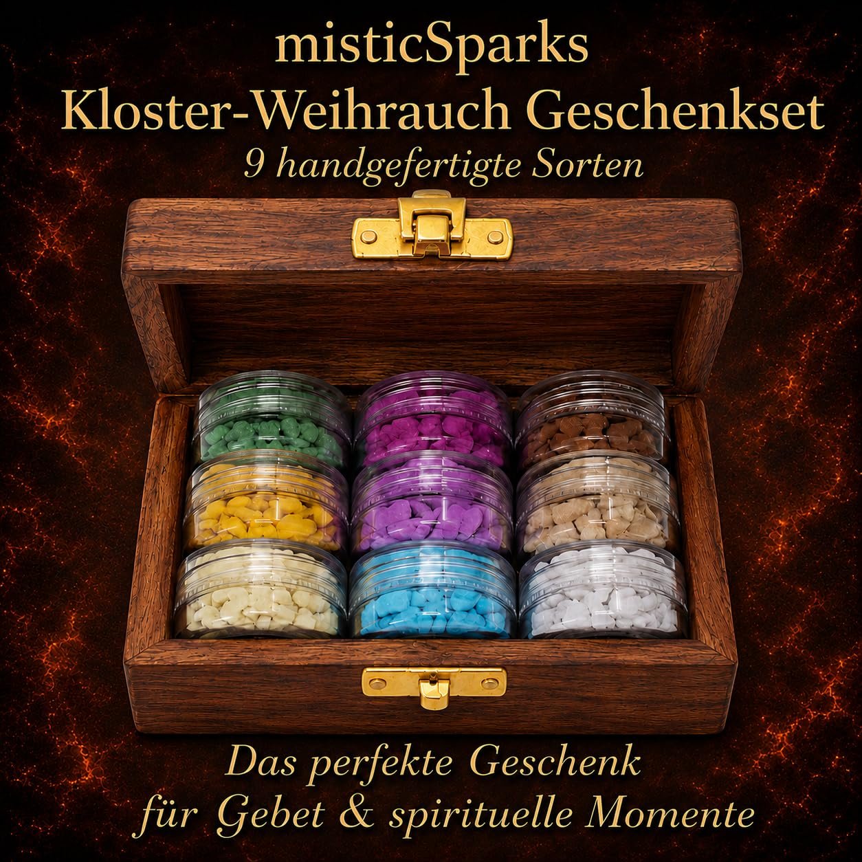 Kloster Weihrauch Geschenkset in Holzbox mit Kreuz – Detailaufnahme 2 Kloster Weihrauch Geschenkset in Holzbox mit Kreuz – Detailaufnahme