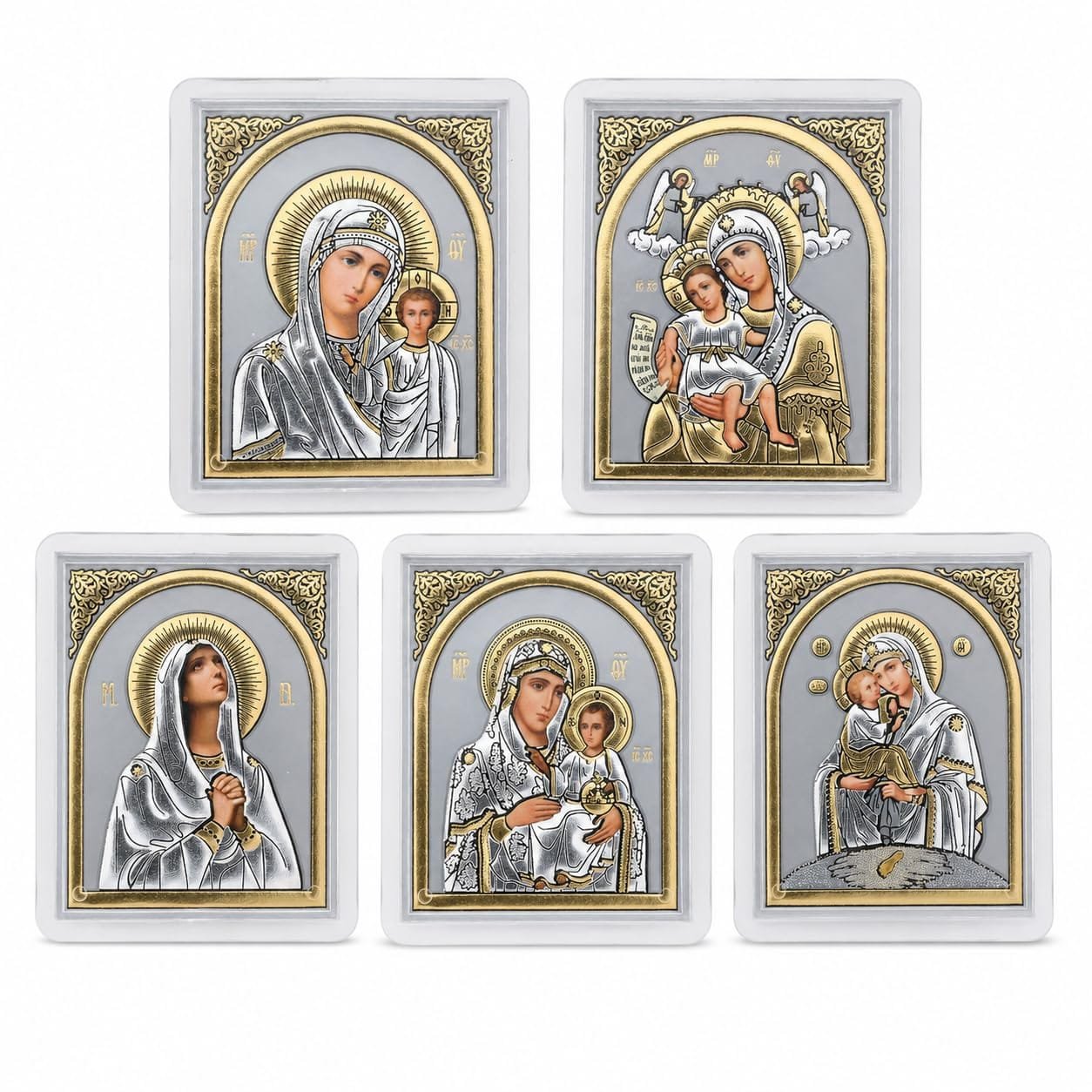 Taufgeschenke mit Bedeutung – Ideen für Paten und Familie 7 Marienikonen 5er-Set – Maria mit Kind von misticSparks