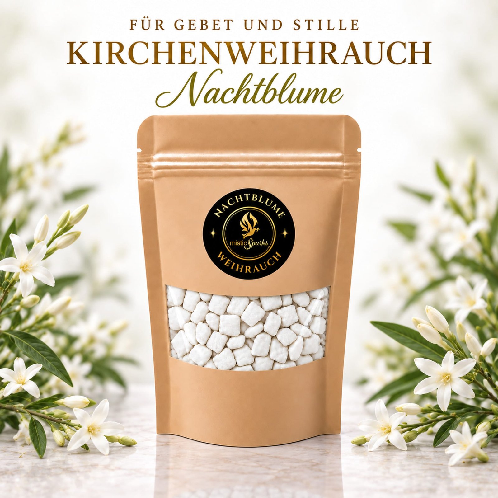 misticSparks Kirchenweihrauch Nachtblume im Beutel mit dekorativem Duftmotiv