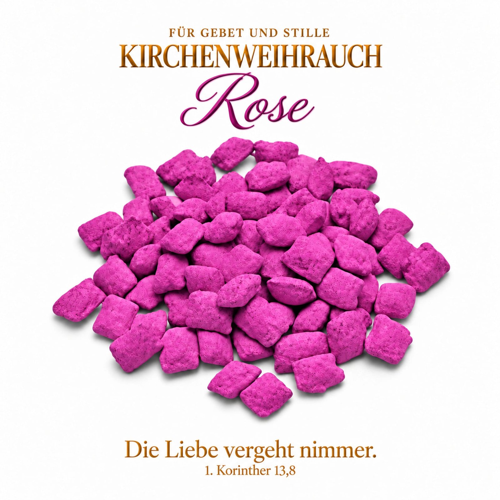 misticSparks Kirchenweihrauch Rose als lose Weihrauchkörner auf weißem Hintergrund