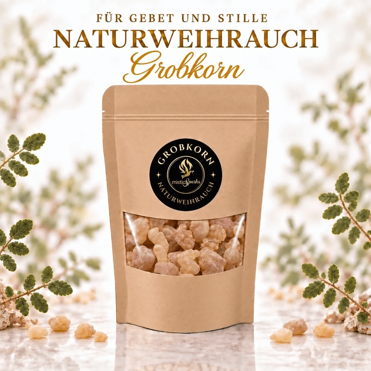 Naturweihrauch Olibanum grobkörnig – reines Boswellia-Harz 50 g bis 500 g 5 misticSparks Olibanum Grobkorn – grobe Weihrauchkörner im Kraftpapierbeutel