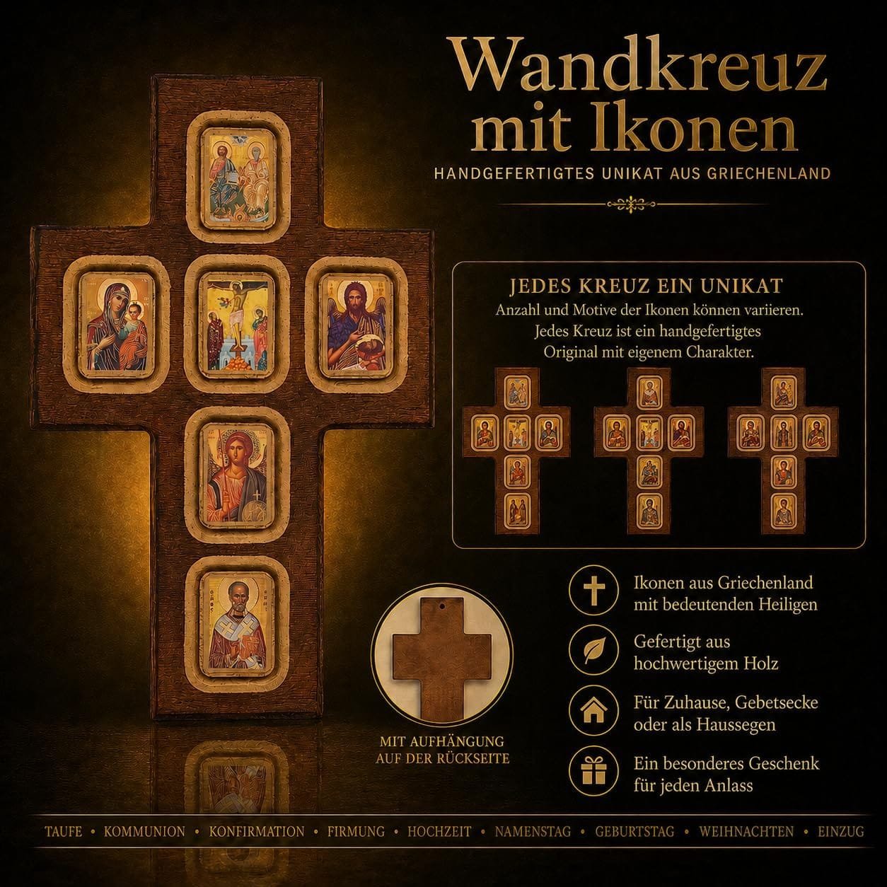 wandkreuz-holz-ikonen-25x15-02 Wandkreuz aus Holz mit sechs Ikonen, 25 x 15 cm, von misticSparks – Detailaufnahme 1