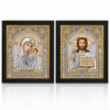 1-ikonen-set-kasan-pantokrator-19x22-hauptbild Orthodoxe Ikonen 2er-Set Gottesmutter von Kasan und Christus Pantokrator mit schwarzem Rahmen