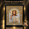 4-ikone-christus-pantokrator-19x22-schwarzer-rahmen Ikone Christus Pantokrator mit segnender Hand und geöffnetem Evangelium, schwarzer Rahmen