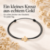 Armband Tiny Cross Gold 585 – kleines Kreuz aus 14 Karat Gold, schwarzes Band