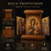 Holz Ikone Triptychon Gottesmutter von Iveron mit Erzengel Michael und Gabriel, klappbar und reisefreundlich, Uebersicht
