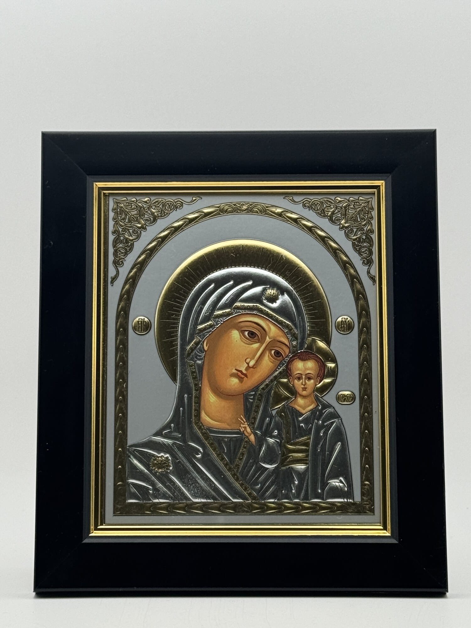 Ikone Gottesmutter von Kasan Silberrelief mit Goldnimbus Ikone Gottesmutter von Kasan Silberrelief mit Goldnimbus
