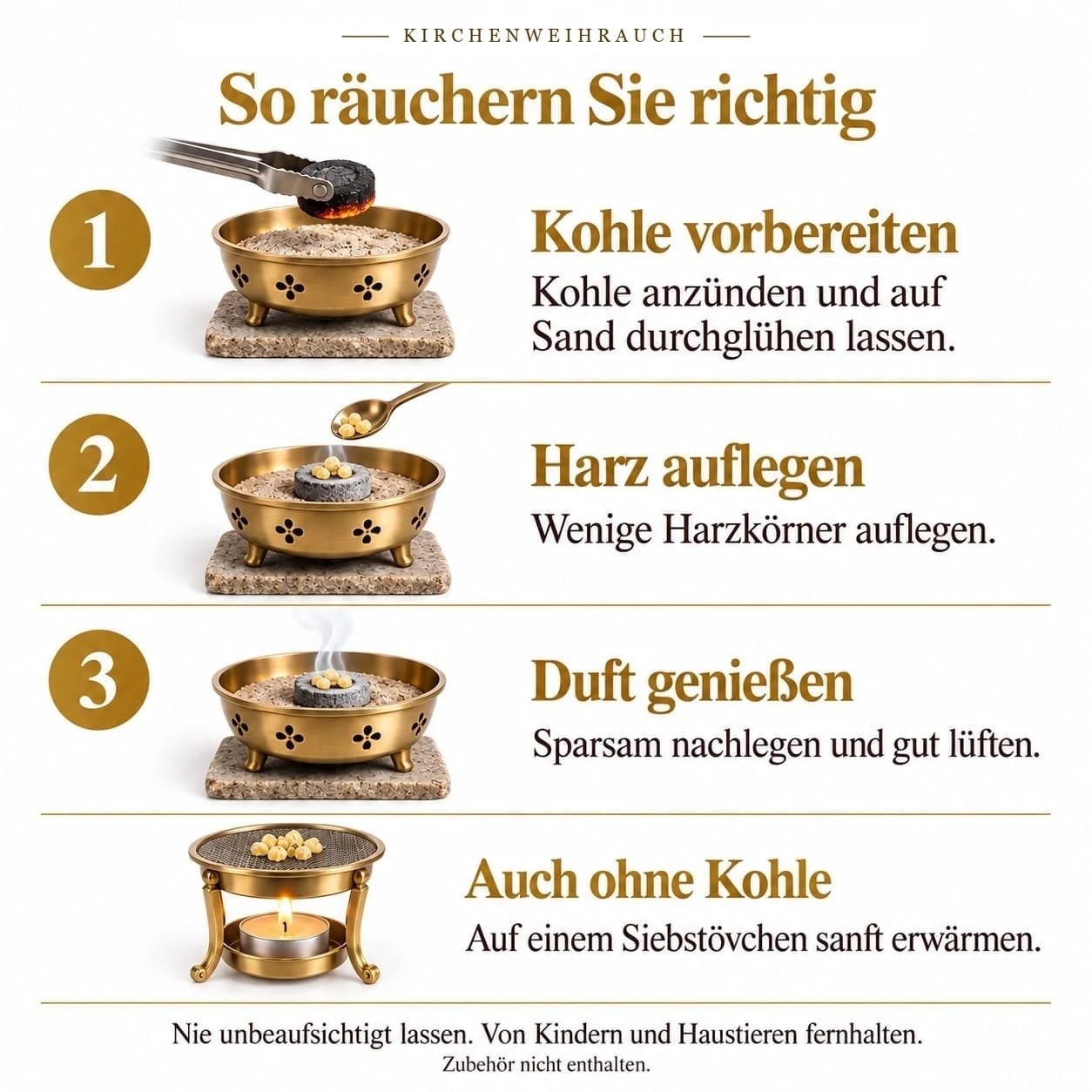 So räuchern Sie richtig – Kirchenweihrauch auf Kohle oder Siebstövchen
