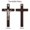Kruzifix aus Holz – Vorderseite und Rückseite Kruzifix aus Holz von beiden Seiten – Vorderseite mit Christus-Korpus, Rückseite mit Metallaufhänger
