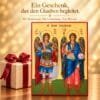 Ikone der Erzengel Michael und Gabriel als christliches Geschenk neben einer Geschenkbox